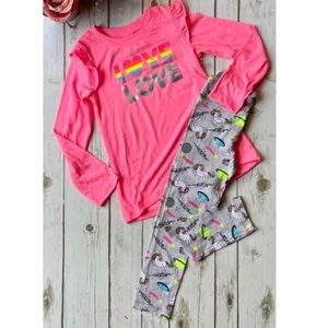 BOBBIE BROOKS 4/5 Girls 2-Pce Love Long Sleeve Tee & Leggings Outfit Set New 4 5